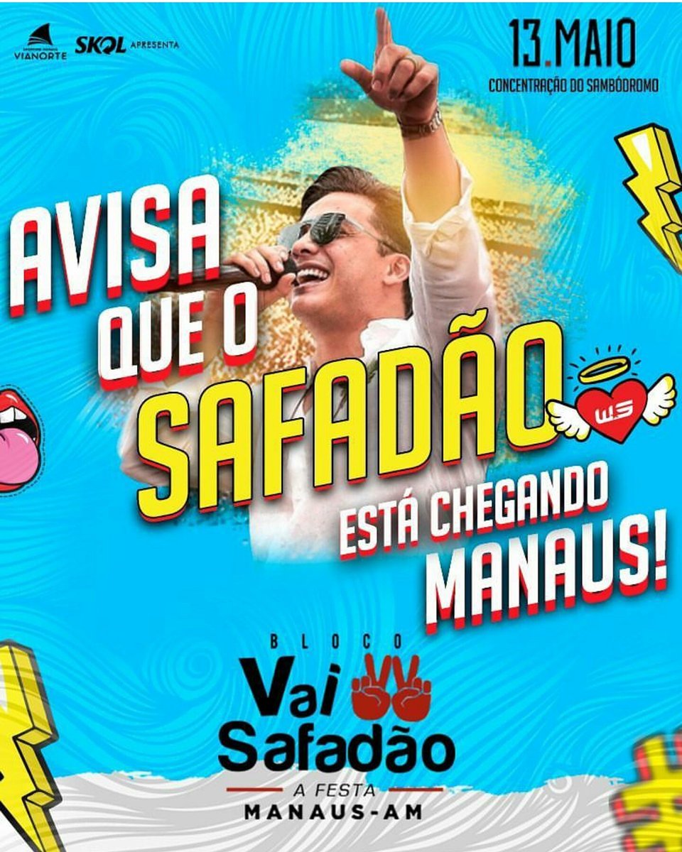 FastTemaki's tweet image. 🆚 Joga a mão pro céu e diz, vem SAFADÃO!! O "homi" tá chegando com tudo Manaus, corra e garanta já seu abadá para o @blocovaisafadao!!
