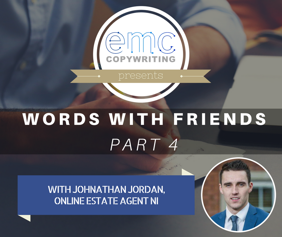 EMC_Copywriting's tweet photo. #WordsWithFriends Pt 4 is here w/ Johnathan Jordan of @Onlineagentni on the value of words in #property https://t.co/OMS6yrYfhs #copywriting https://t.co/hxEJujfe8G