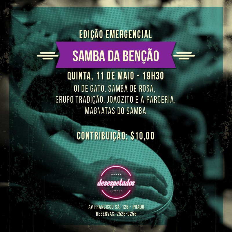DesespetadosBH's tweet image. A palavra de ordem por aqui hoje é SOLIDARIEDADE... Vem pro samba e ajude numa causa nobre! #sambadabenção #sambasolidario