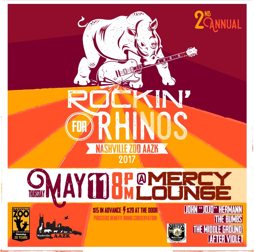 Lightning100's tweet photo. Tonight! We'll be rockin' for rhinos at @mercylounge with JoJo of @WidespreadPanic #TheBumbs @MiddleGroundMKE & #AfterViolet! Adv tix $15! https://t.co/hlvmL4remr