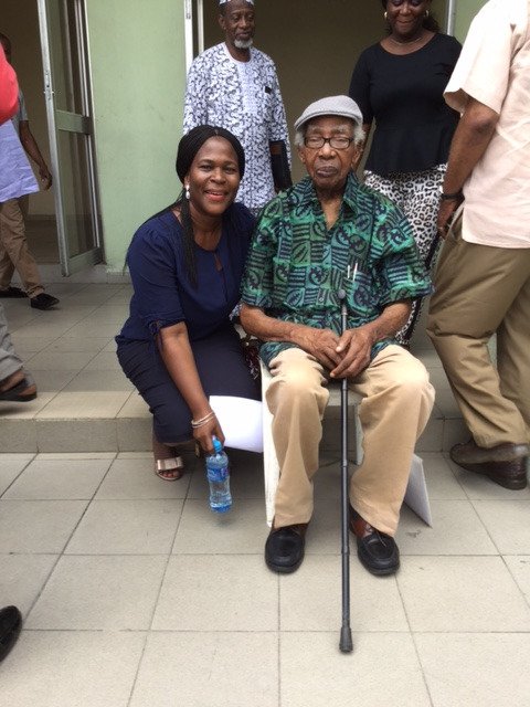 96 Year old Gabriel Okara with Koko Kalango at Gabriel Okara Literary Festival which held <a href="/uniport/">UNIPORT</a> on the 27th of April, 2017