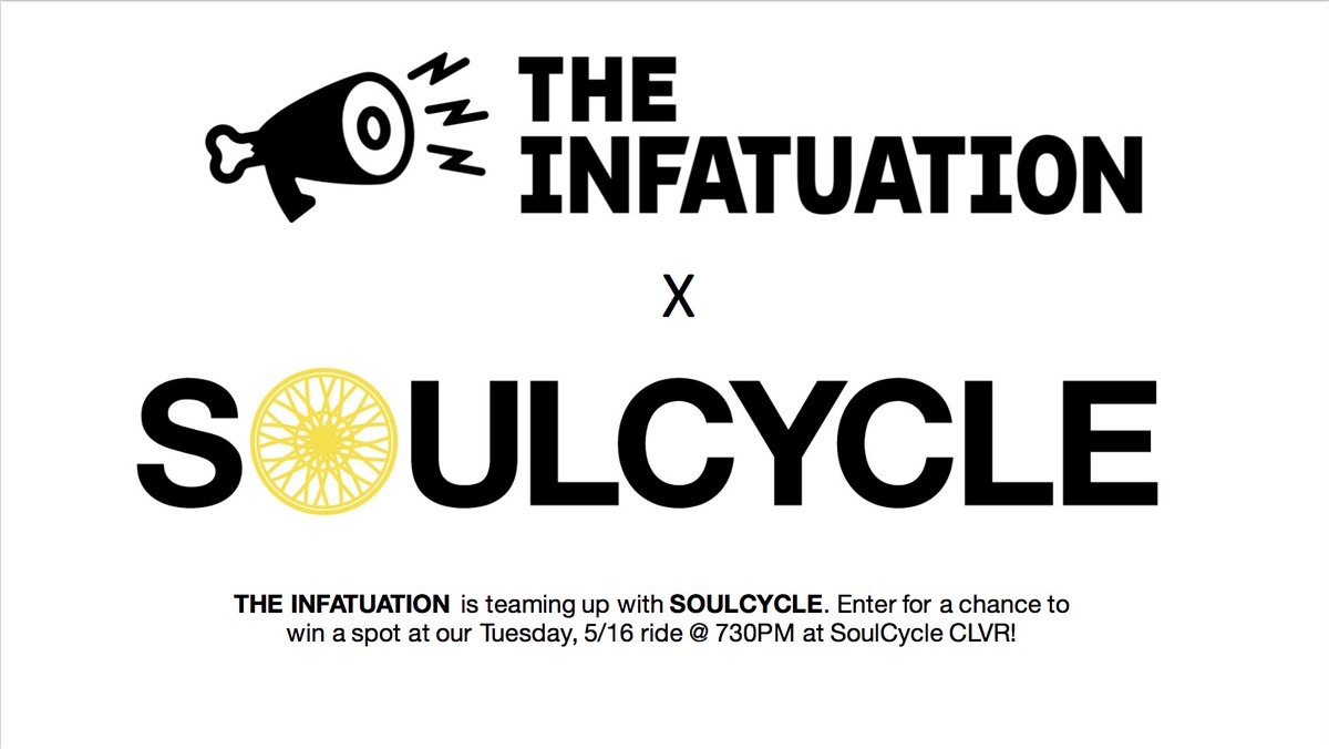 infatuation's tweet image. ATTN #ATHLEEEEEATS: Win a free @soulcycle ride with us in LA leading up to #EEEEEATSCON on 5/16. Enter here - theinfatuation.com/contest/soulcy…