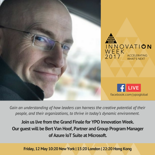 IamDeanLindal's tweet photo. Join @YPO tomorrow on #FBLive w/ @Microsoft @Azure #IoT's Bert Van Hoof for the #ThisIsInnovation Grand Finale: https://t.co/RttC0cbUo8 https://t.co/DZIq0EVRkX