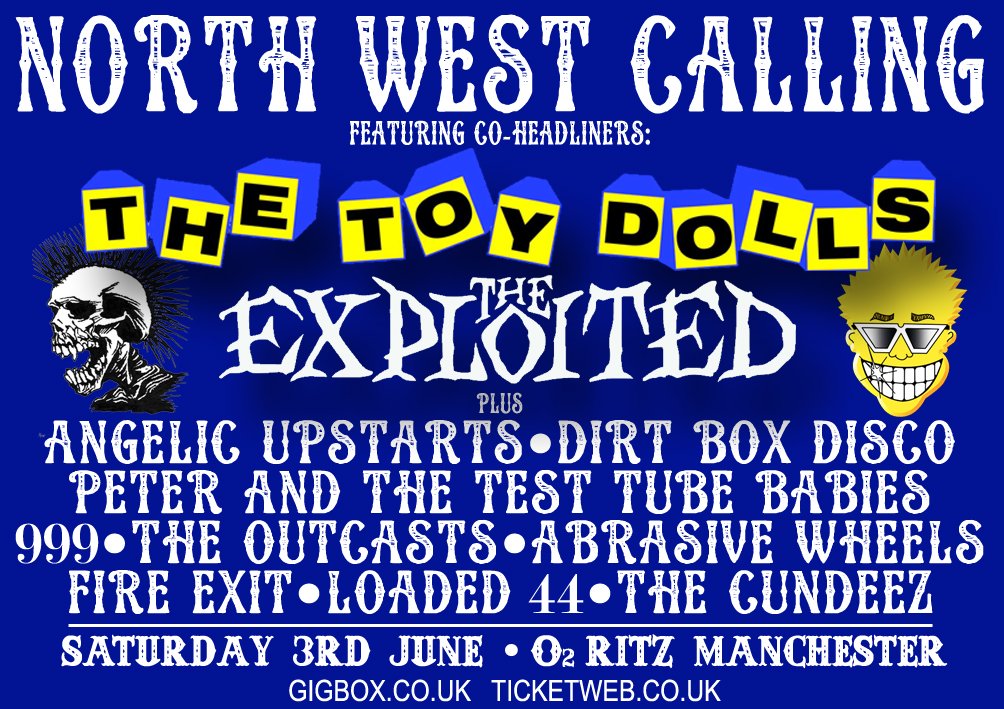 O2RitzManc's tweet photo. The Calling festivals have become ‘must attend’ events for all punk loving fans! Bands: @TheToyDolls, @ExploitedBand ...🎫  @TicketmasterUK 🎫 https://t.co/JFoy5AXWm9