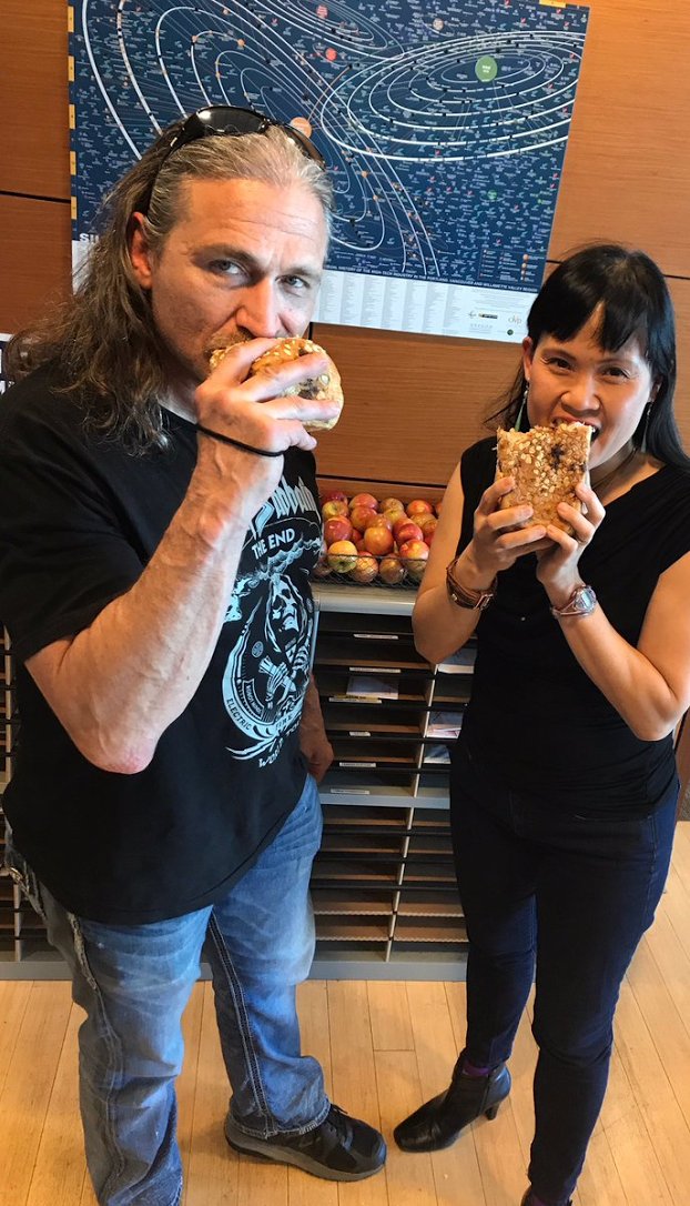 NedSpacePDX's tweet photo. Throwback to the time Dr. @lincarson nearly force fed Dave of Dave's Killer Bread! #eatbread90 https://t.co/2vtEYfetXQ