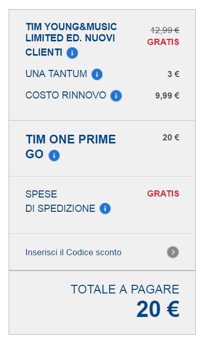 noccky's tweet photo. @TIM_Official Sono già cliente tim, da sito, loggato, provo a attivare TIM YOUNG&amp;MUSIC. offerta come se non fossi cliente tim + 20€ tim one prime go https://t.co/xWcYJ2xipN