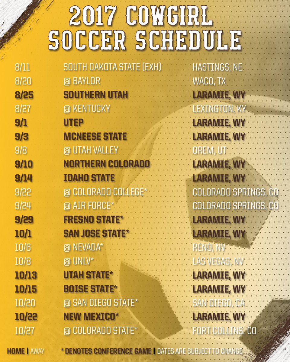 wyosoccer's tweet photo. 2017 schedule....👀 🙌 👉
 https://t.co/a9FGNyhF9d #GoWyo https://t.co/YbYkBk0S37