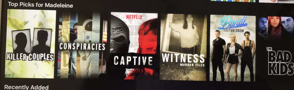 madeleinebaran's tweet image. #JournalistProblems When yr @netflix recs are stuck in a dark loop bc you watched a lot of criminal justice docs while reporting a project
