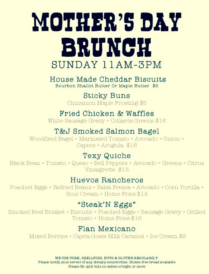 Mother's Day Brunch! This Sunday. Don't disappoint your Mom.