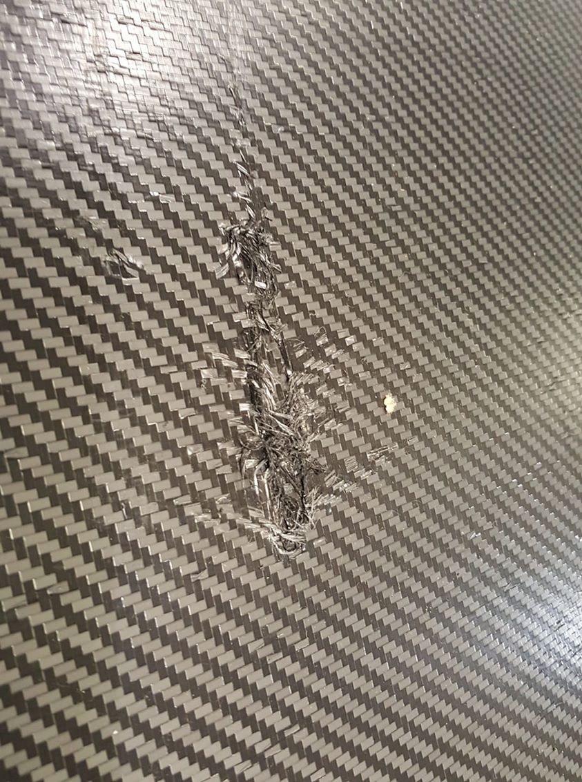Took a forklift fork at full speed, only made it through 2 of 90 layers...this MC2 is strong stuff!! <a href="/envecomposites/">ENVE Composites</a> <a href="/FujikuraOnTour/">Fujikura Composites</a>
