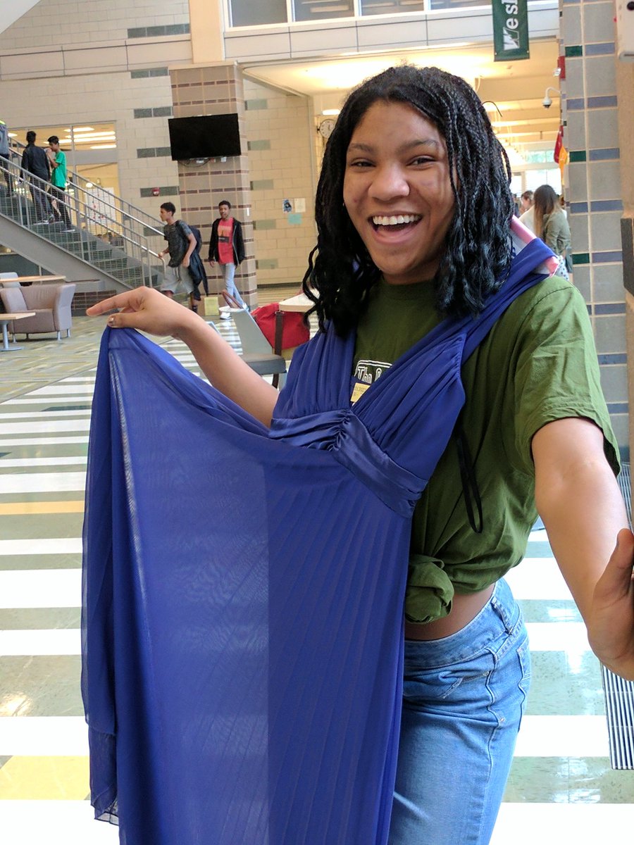 wakefieldptsa's tweet photo. Moya wears the dress (and the hanger) so well! Check out the Formals for Five sale during lunches today and tomorrow.  @whsinteract_ https://t.co/3DiFd4YrCQ