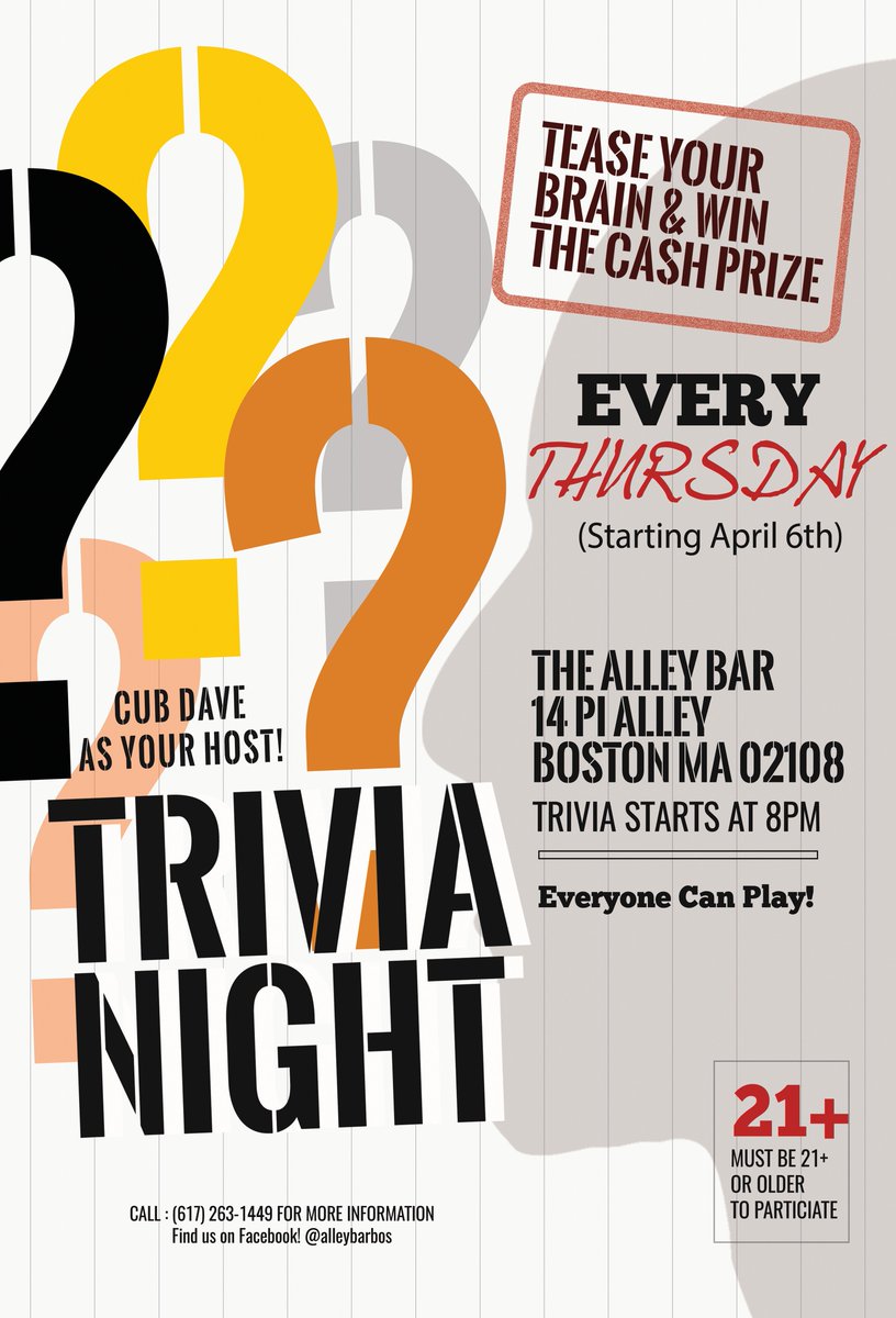Wanna play some #trivia? We have some good #CraftBeer on tap! Come on down tonight at 8:00p.m. After all it is #thursday! #beer #boston