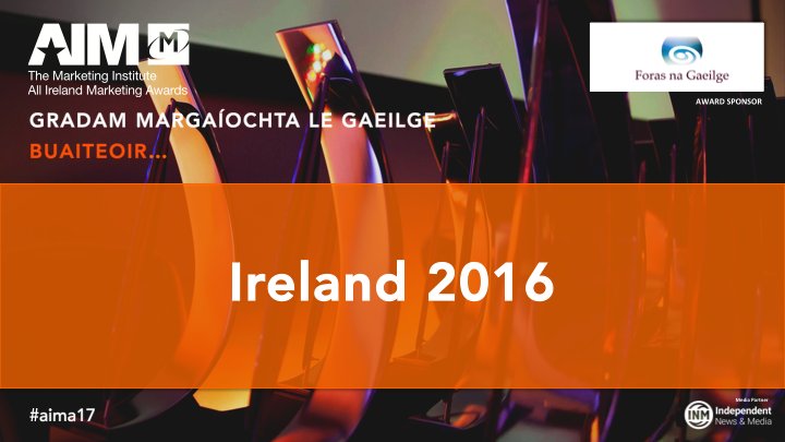 Comhghairdeas libh <a href="/ireland2016/">Ireland 2016</a> Bualadh bos mór as ón lucht féachana #AIMA17