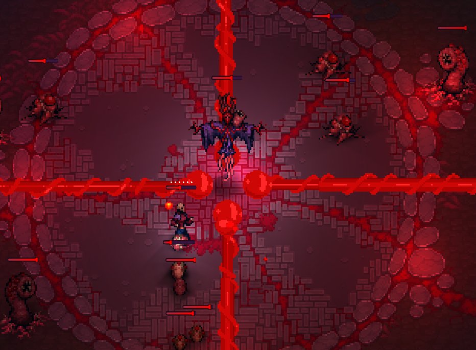 GodkinTheGame's tweet photo. The boss now has a blood beam! #godkin #gamedev #indiedev https://t.co/tme174xd8P