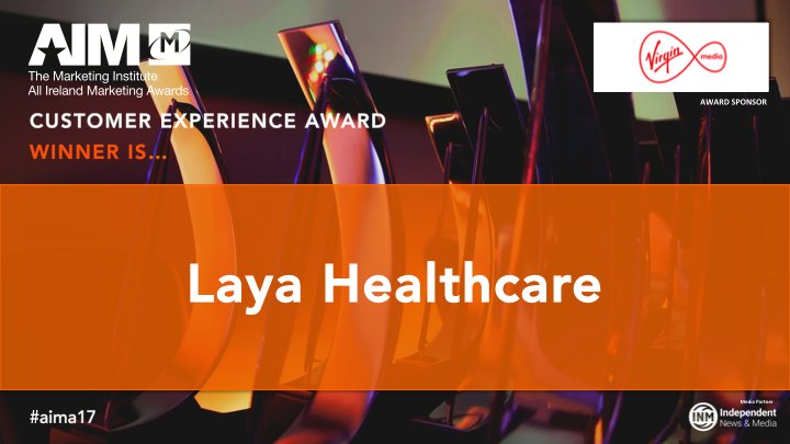 And the winner is <a href="/LayaHealthcare/">Laya Healthcare</a> !! Make your way to the stage to collect your award! #AIMA17