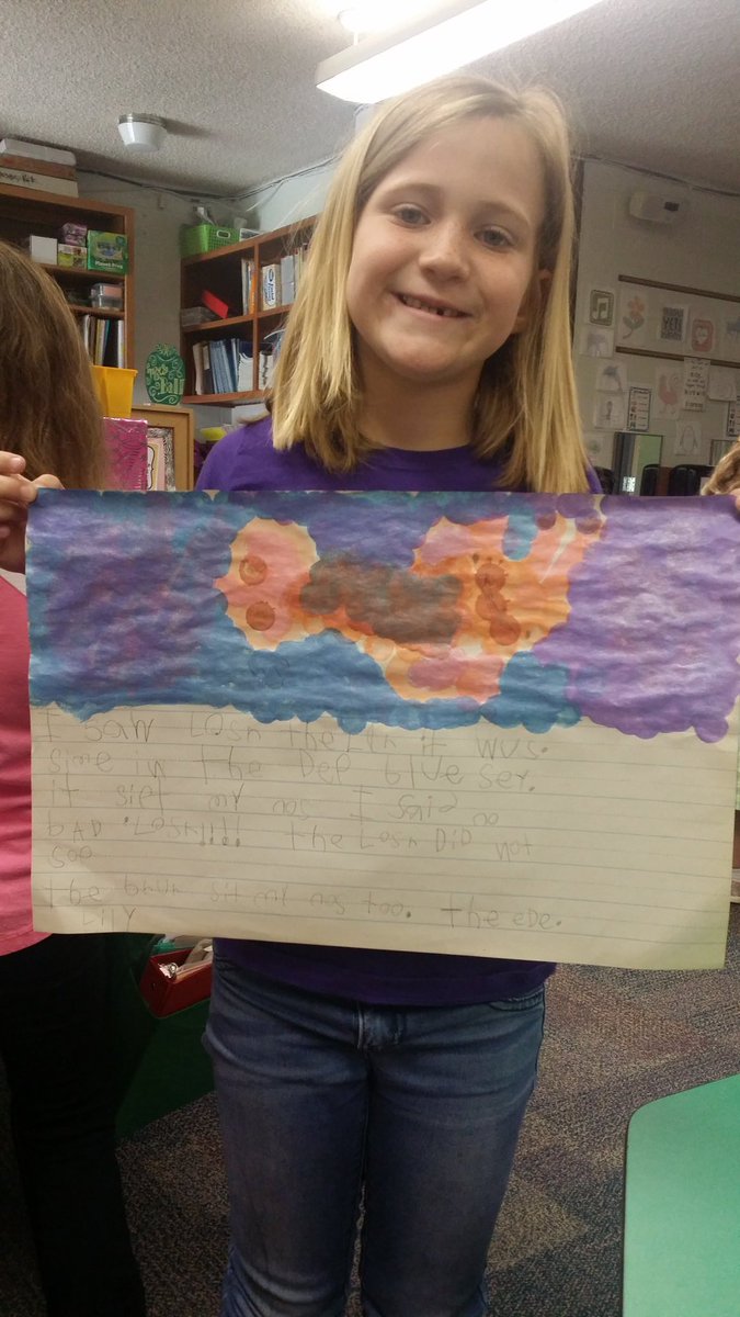 BallmcdK's tweet photo. Writing about our dot paintings! #fairytalewriting https://t.co/lTY8JScDZt