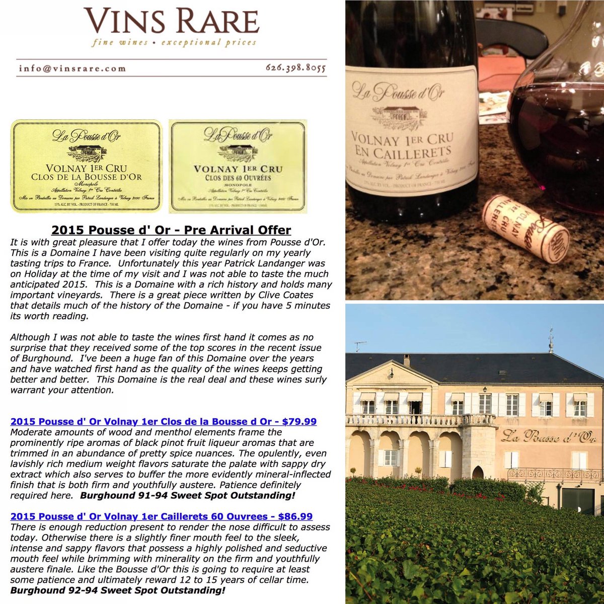 2015 <a href="/lapoussedor/">La Pousse d'Or</a> - Pre Arrival Offer. Read the image for full details and ORDER HERE: vinsrare.com/index.php?main… #wine #volnay #burgundy
