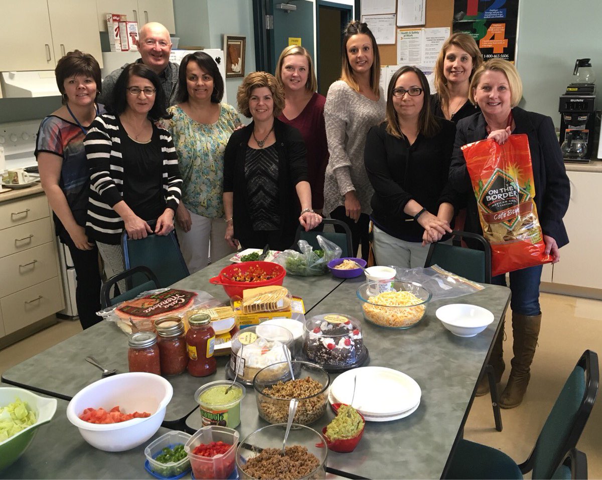 CrystalGionette's tweet photo. STES gathered 4 a Wellness Potluck Lunch. Monthly Birthday Celebrations r great 4 staff relationships! #SNCDSB @michelle_lipins @borg_donna https://t.co/mNuH9GiYtn