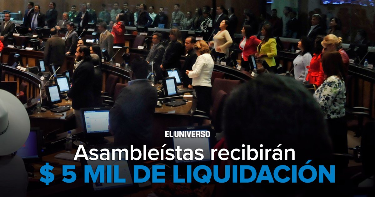 eluniversocom's tweet photo. Asambleístas salientes de #Ecuador recibirán al menos $ 5 mil por liquidación ► https://t.co/5sCTAxDfRK https://t.co/dAZFosc7gq
