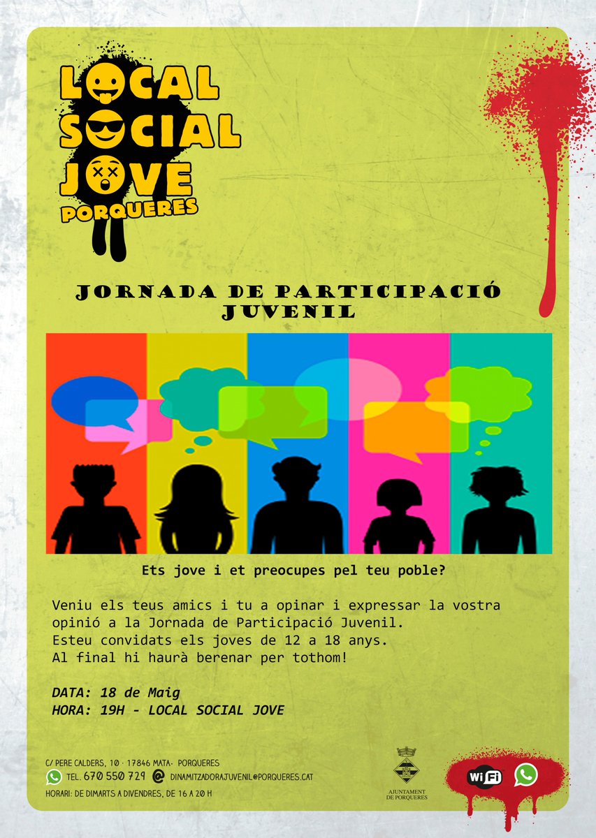 Recorda el dia 18, vine i participa a la Jornada de Participació Juvenil, per decidir sobre el teu poble! #eljoventfempoble #LSJPorqueres