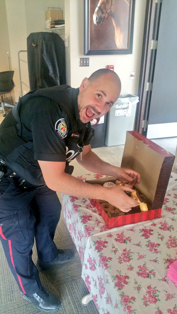 PCPappy's tweet photo. Starting my warm up for today's #43cplc meeting at @TPS43Div Need to be ready. I'm solo. No @PCArsenault today. #Donuts #police #community https://t.co/LtwAwoDi1B