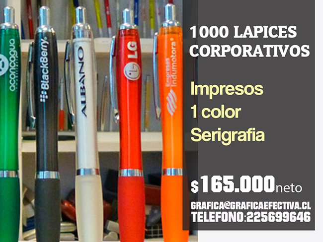 LAPICES PUBLICITARIOS 1000 UNIDADES $ 165.000+IVA