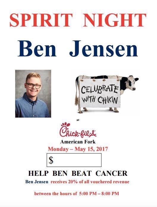 jcrow__'s tweet photo. come to chick fil a on monday to support ben!! https://t.co/gkl73ZJMhX