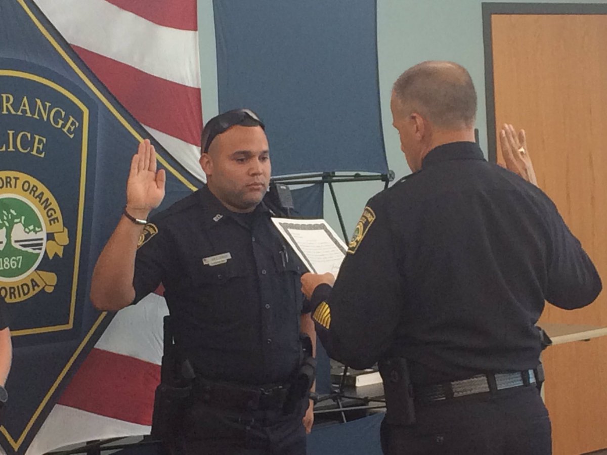 BurnetteforPO's tweet photo. POPD badge pinning ceremony for Jacob Bissonnette and Joshua Cruz. Welcome to Port Orange-Do us proud! https://t.co/qnPvm7HW0j