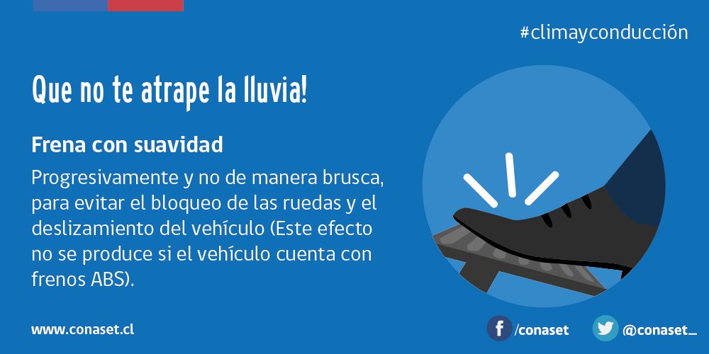 conaset's tweet photo. ⚠🌧🚗 Evita realizar maniobras arriesgadas en la vía. Un descuido puede ser fatal. #Desacelérate #MuéveteConResponsabilidad https://t.co/ChX8xTxTiP