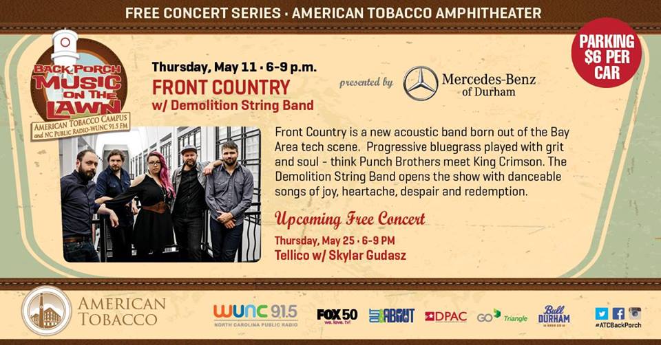 durhammag's tweet photo. .@wunc's #ATCBackPorch Music on the Lawn at @ATCDurham is back, kicking off with @FrontCountrySF tonight. https://t.co/xmLjmsc7ut https://t.co/ZmYWoFD225
