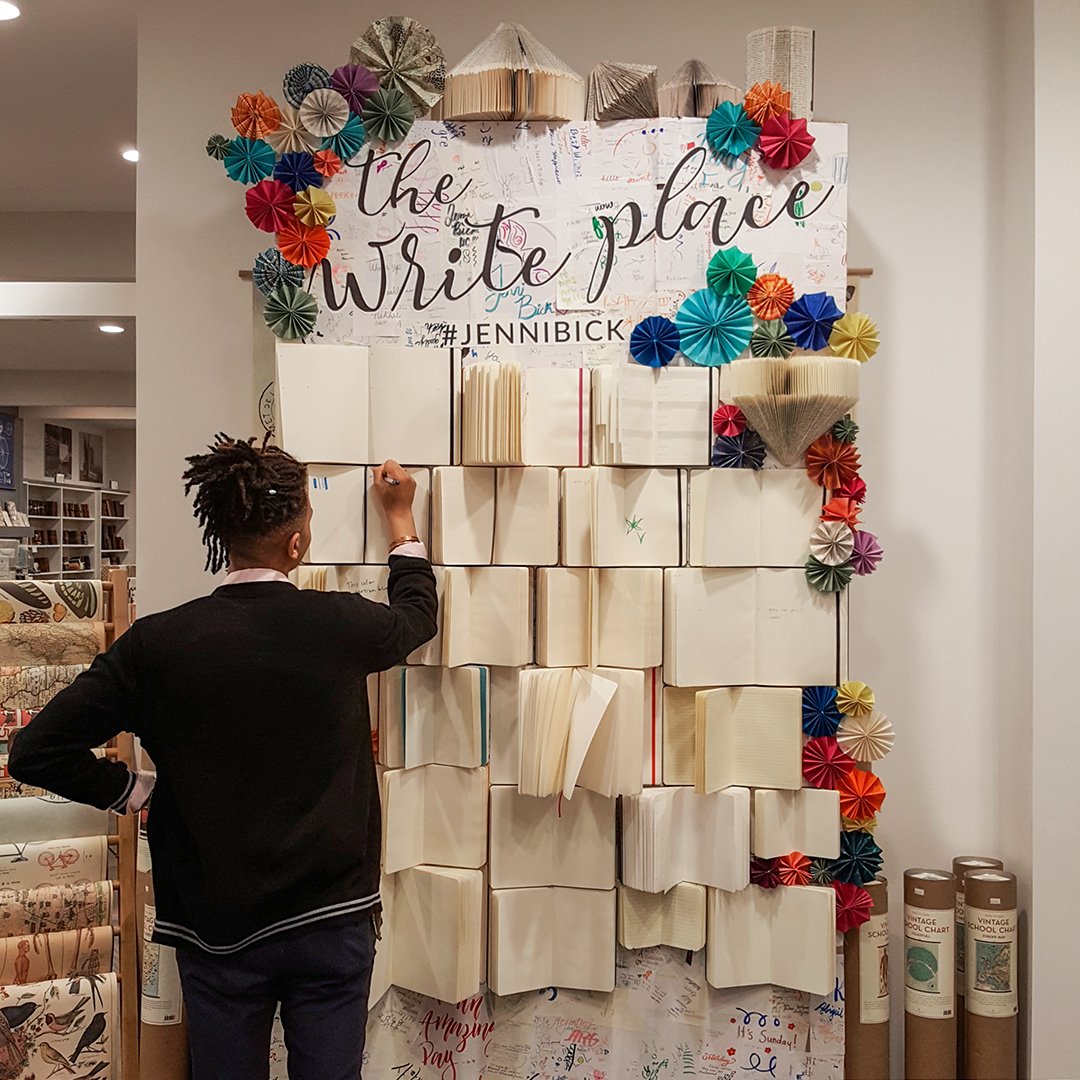 JenniBick's tweet photo. Grand Opening festivities are in full swing! Come by and make your mark! #writetimewriteplace https://t.co/4V6VFUOKuB