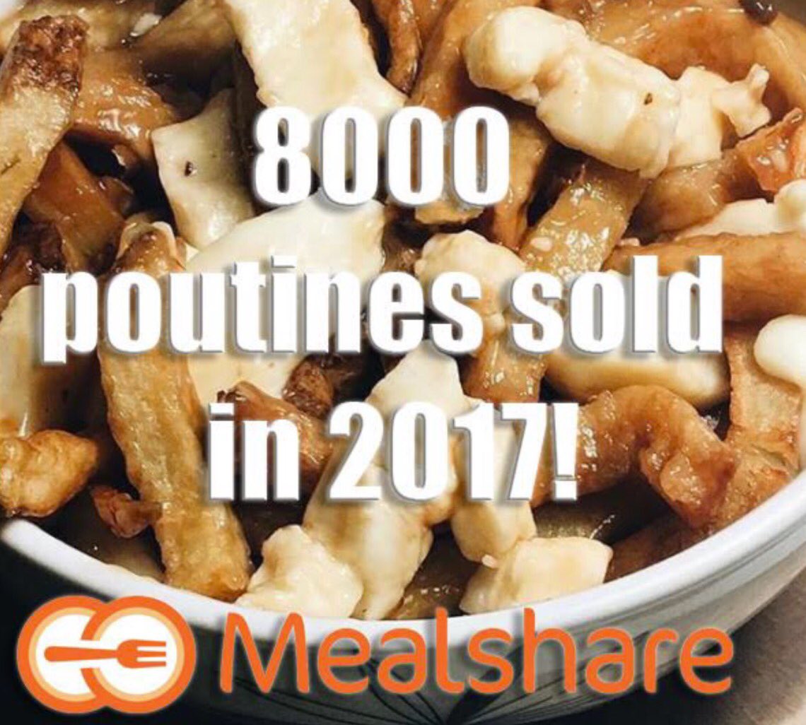 The numbers are in - 8,000 poutines sold during 2017 #PoutineWeekYYC!!! WOW Calgary you are amazing - that's 8,000 meals @MealshareYYC