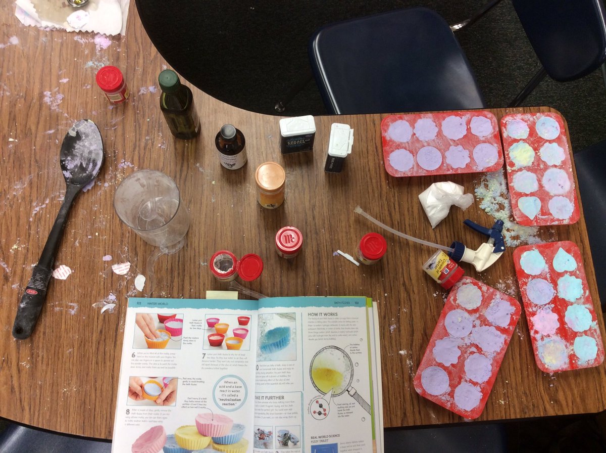 room19pandas's tweet image. Remnants of our morning: learning about chemical reactions while making bath bombs for our Mother&apos;s Day gift!