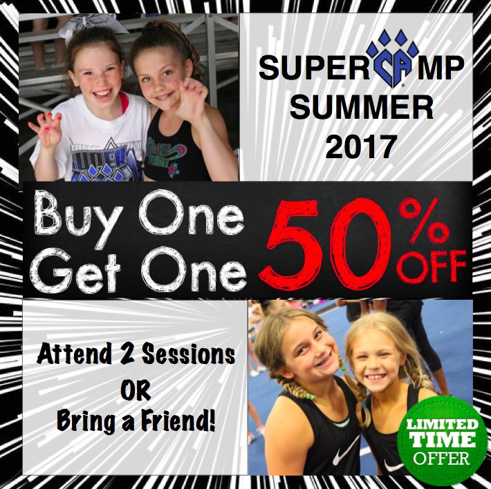 Exclusive for the next 50 people that register!!! Hurry before time runs out!!! #TrainWithTheBest 

cheerathleticscamps.com