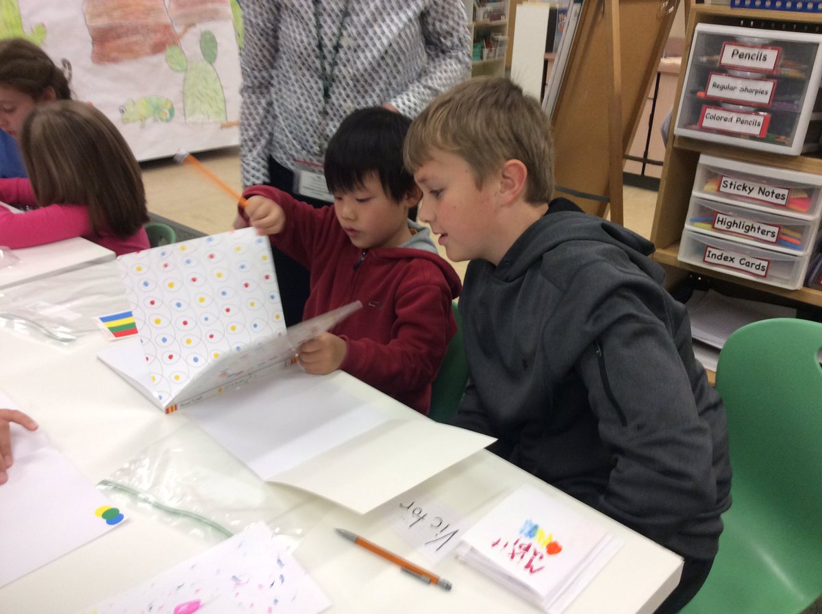 ELIwithMrsK's tweet photo. We are authors! We worked with our big buddies @chapmanthinkers to make books inspired by Press Here by Henri Tullet @ceDCSD https://t.co/mAChWo3w7F