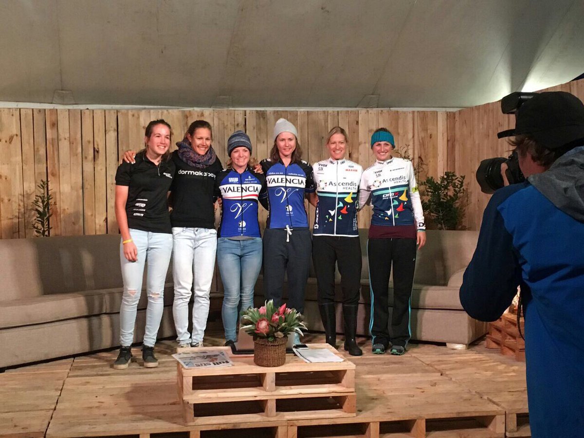 Our amazing ladies, top step Day 1! <a href="/naeem_valencia/">Valencia</a> <a href="/Cycle_Nation/">Cycle Nation</a> <a href="/bikeonscott/">SCOTT Bike</a> <a href="/makemefaster/">Samantha Sanders</a> <a href="/amymacmtb/">Amy Wakefield</a> let's go again tomoz!