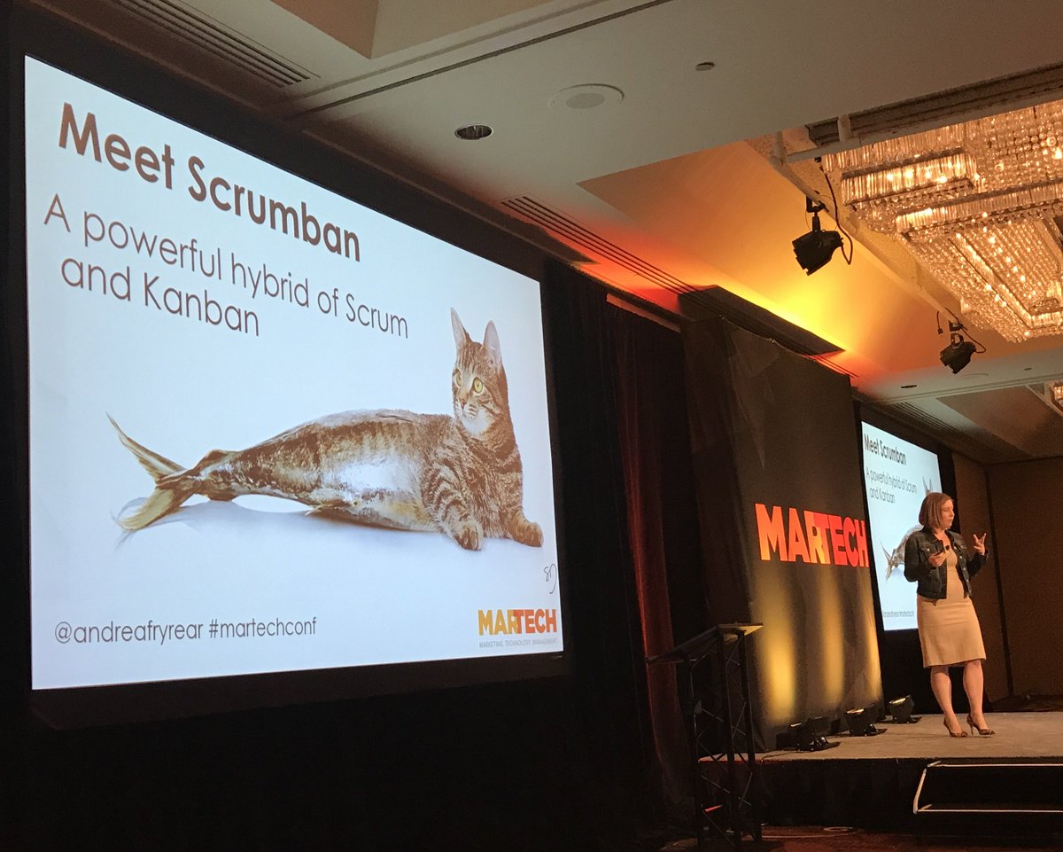 scottaeast's tweet photo. Trait 1 of #CuttlefishMarketer is be agile. I’m getting an education from @AndreaFryrear. Great speaker at #MarTechConf. Follow her tweets. https://t.co/ZeSiNyNh6a