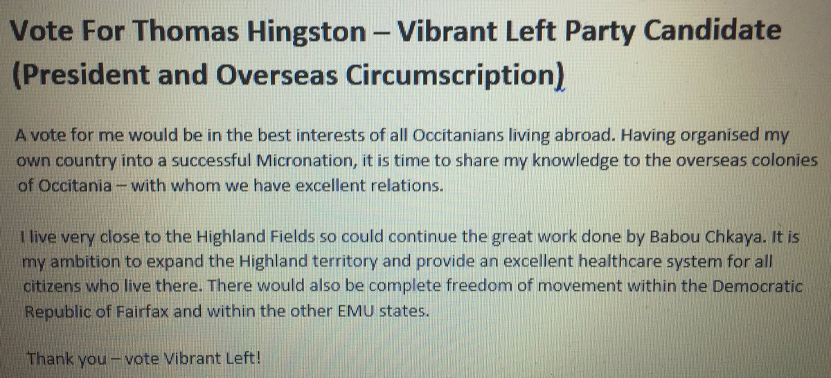 Vote for the VLP in the overseas conscription category! Party statement here... <a href="/UPOccitanie/">Occitania MFA</a>