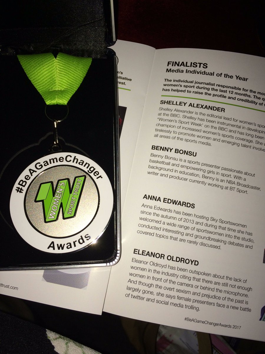 Eleanor Oldroyd (@ellyoldroyd) on Twitter photo Wow - thank you so much <a href="/WomenSportTrust/">Women's Sport Trust</a>! So happy to #BeaGameChanger - congrats to fellow nominees 👏🥂- and thanks to all who voted xx Wow - thank you so much <a href="/WomenSportTrust/">Women's Sport Trust</a>! So happy to #BeaGameChanger - congrats to fellow nominees 👏🥂- and thanks to all who voted xx
