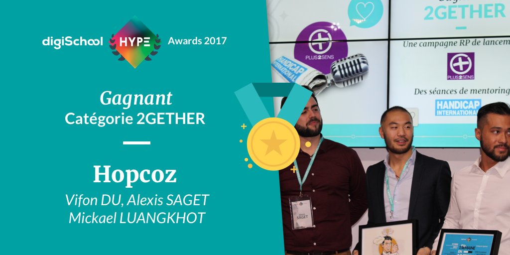 HYPE_Awards's tweet photo. Bravo à @vifon_du, @hopcoz qui remporte les @digiSchool_fr @HYPE_Awards 2GETHER #HYPE2017 https://t.co/aK7jFt9Wa0