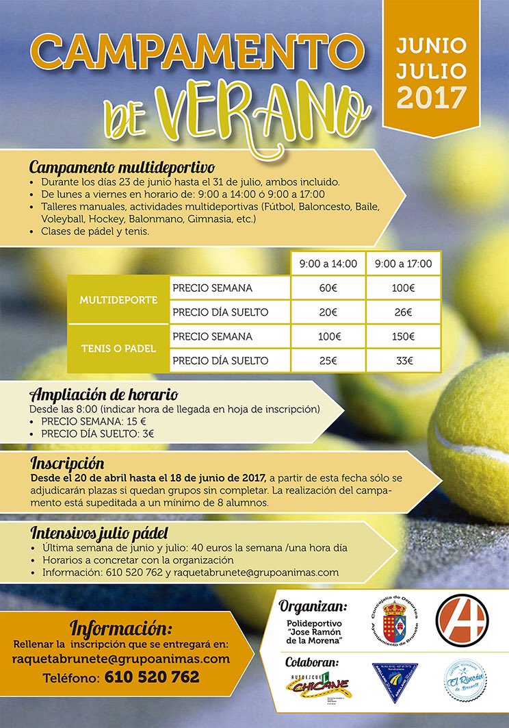 👉 #CampamentoVerano #multideporte en #Brunete desde el 23 de junio y julio, por semanas o días sueltos. Con intensivos de #Padel en julio.