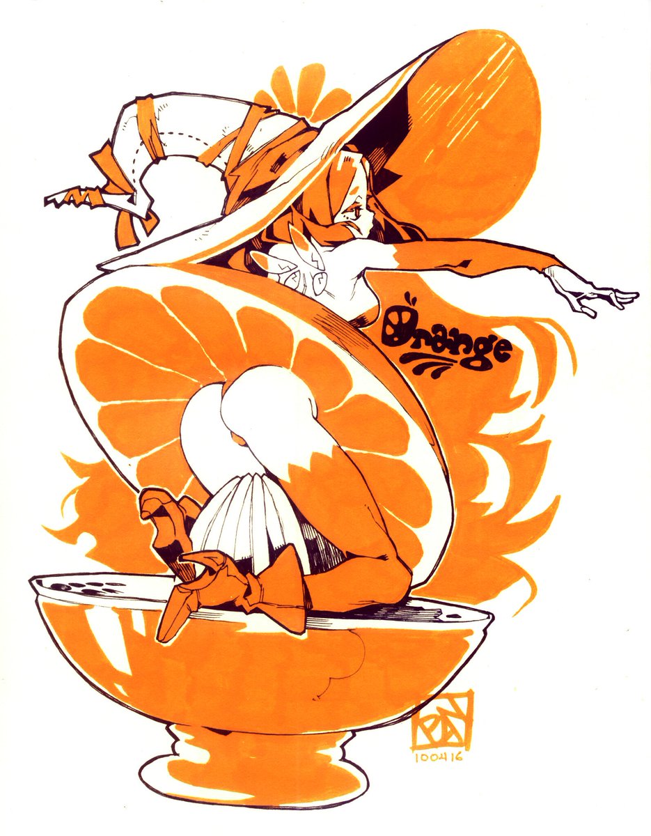 1girl solo hat witch hat ass orange theme long hair  illustration images