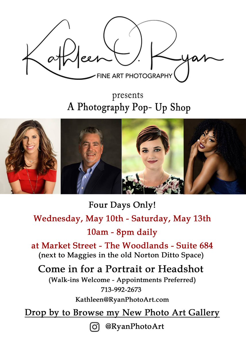 RyanPhotoArt's tweet photo. @NAPWWoodlands Set-up until 5/13 at Market Street (next 2o Maggie's) offering headshots. If members are interested please share, thank you! https://t.co/W9CthkHMwI