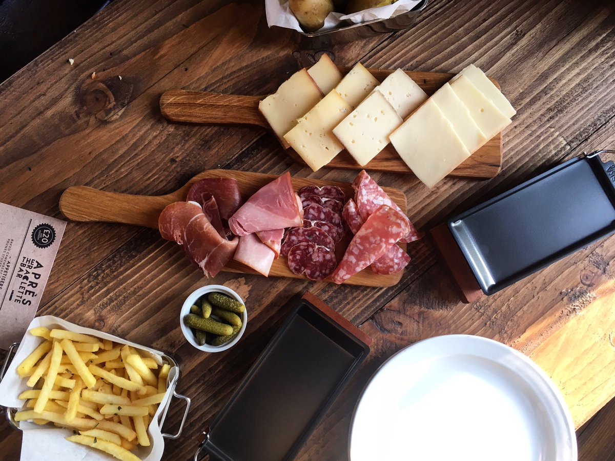 PetiteBlondine's tweet photo. There's a raclette (melted cheese) bar coming to London, and yes reader, I ate every bit of cheese in this picture. https://t.co/1QBGmJMhib