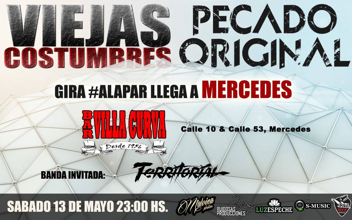 PecadoRock's tweet photo. Tercer parada de la gira #alapar junto a  @ViejasCost umbres , esta vez en MERCEDES!!!!! Bar Villa Curva (calle 10 y calle 53) https://t.co/IQi2ELDybo