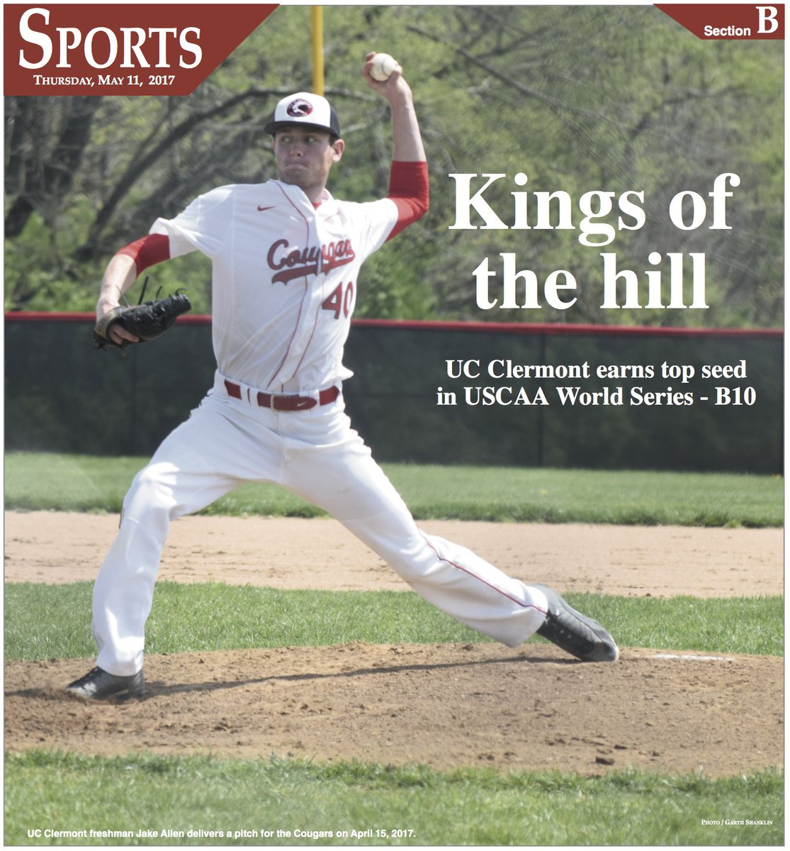 ClerSunSports's tweet image. The @ClermontSun is on stands now! Inside: @UCC_Baseball earns USCAA tourney&apos;s top seed, @bethelTsports defeats Aiken, and track from CNE.