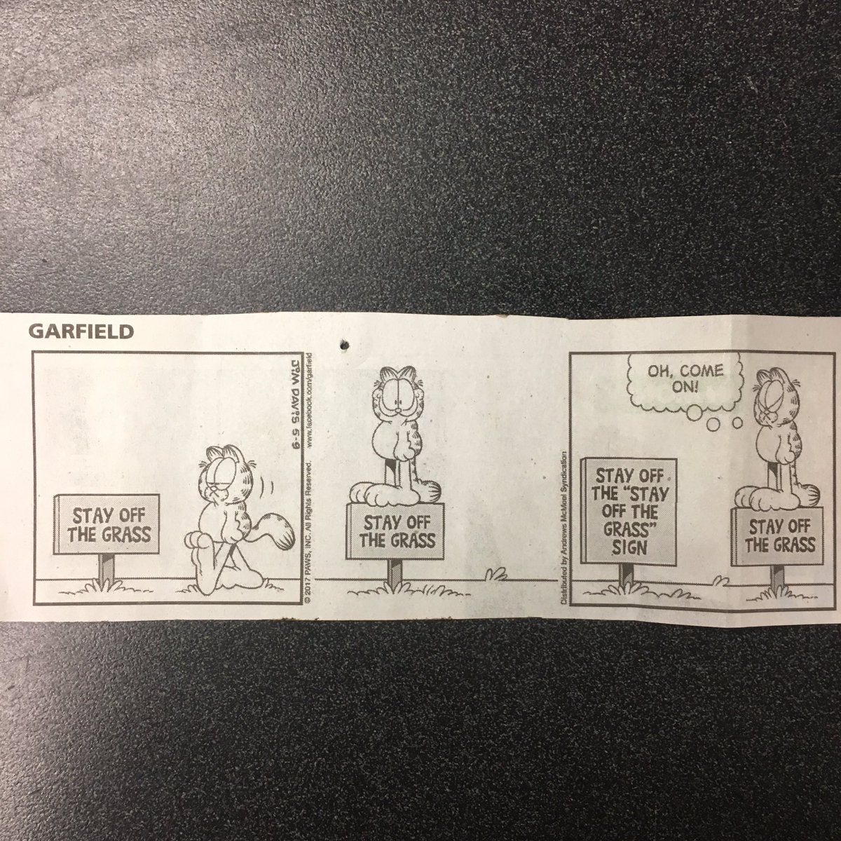 Garfield was thinking of the grounds crew today!