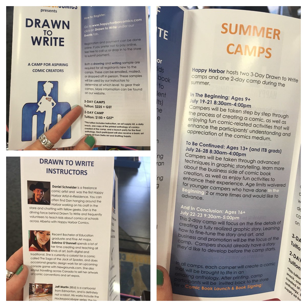 We have nifty brochures for Drawn to Write 2017 Summer Camps for comic creators of all ages! #yegevents #yegarts 
happyharborcomics.com/events/page_ev…