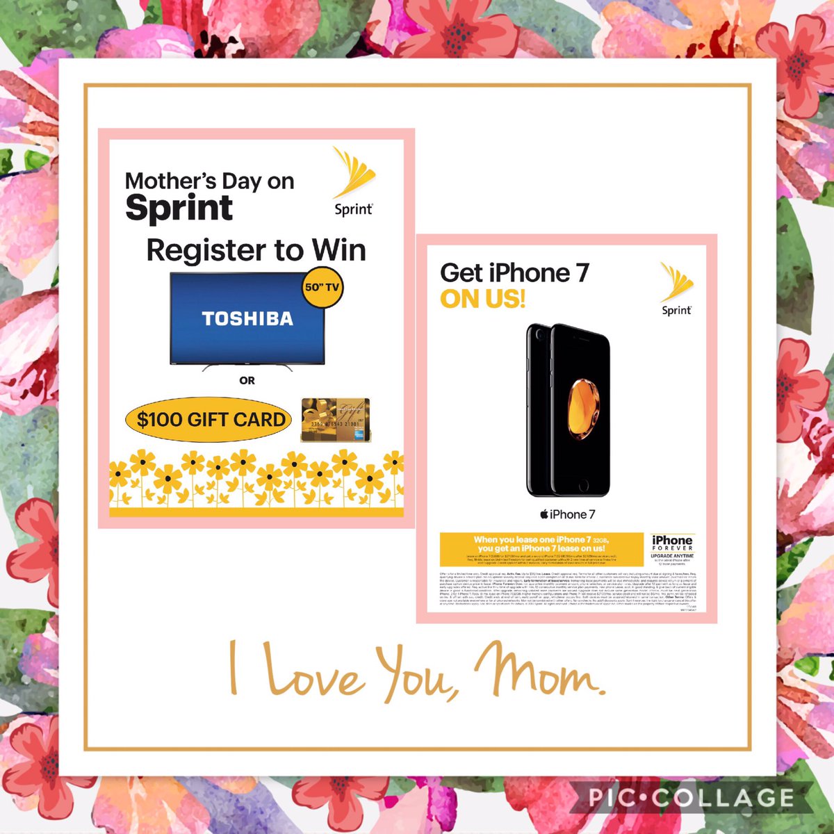 ChambleeSprint's tweet photo. Starting tomorrow, SPOIL MOM &amp; get a chance to win a TV or $100 card. More deals in the store! Happy Mothers Day!! @SprintTAG @aledempsey22 https://t.co/RfO24wMVxP