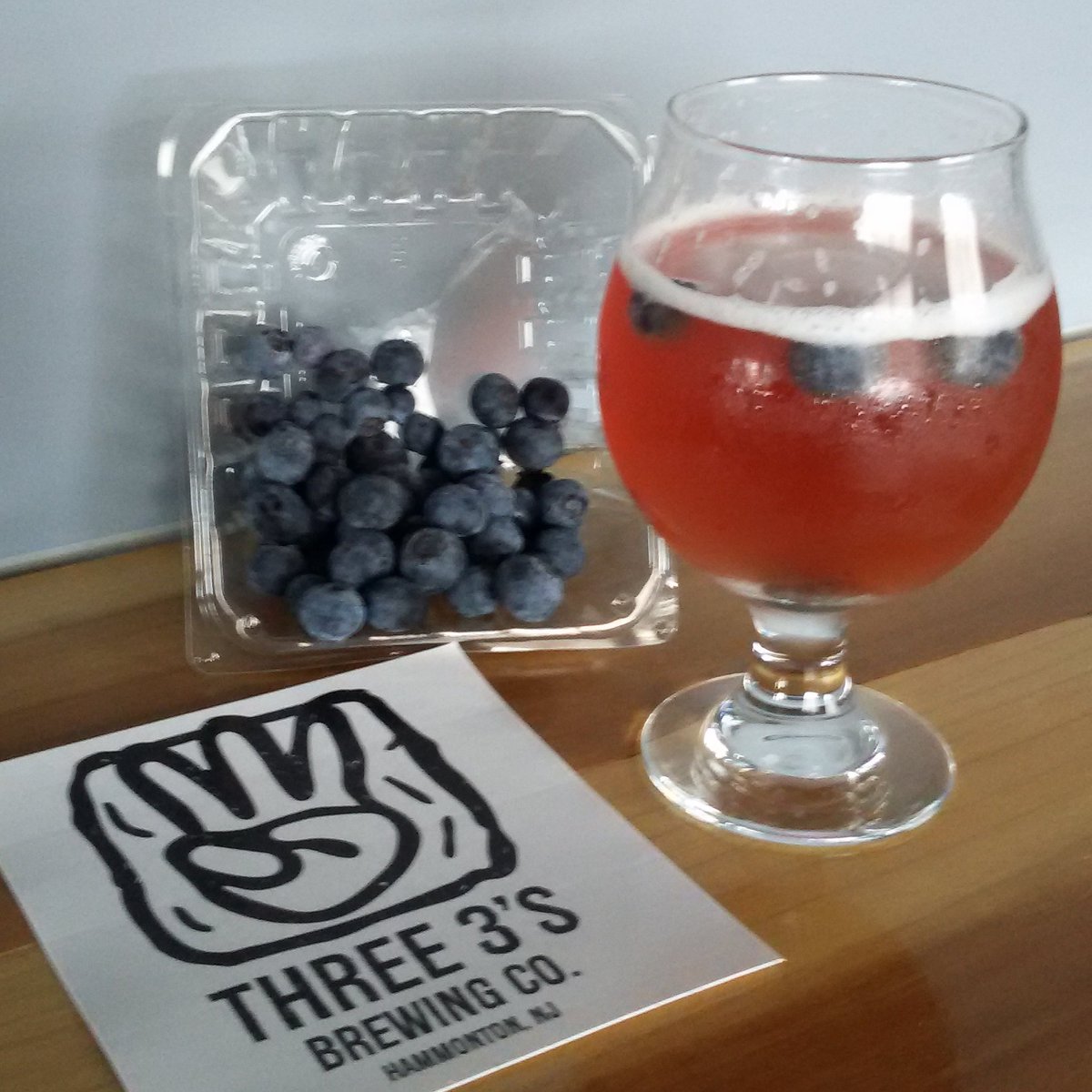 Its time to try our Blueberry Saison!  Made with 124 lbs of blueberries plus we'll add a few to your glass! #drinklocal #blueberrybeer #njcb